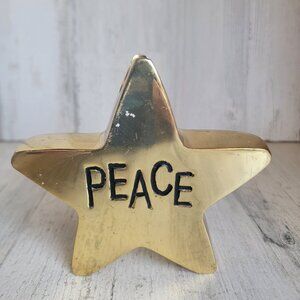 Metal heavy peace golden‎ star candle stick holder Xmas holder